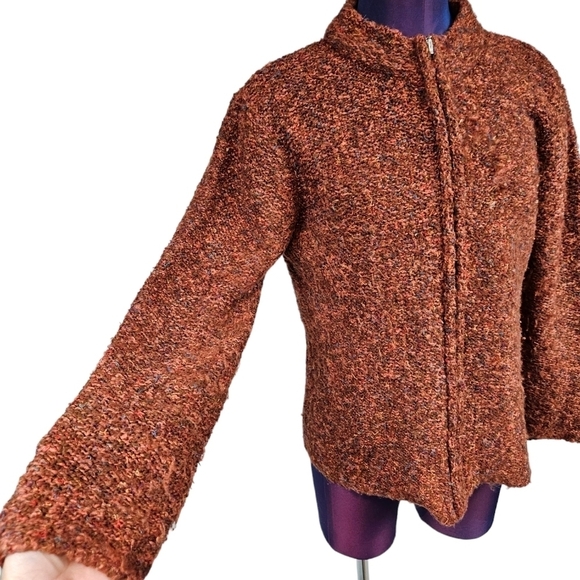 Alps Rust Orange Full Zip Mock Neck Cardigan Sweater‎ Size Medium Women's - Picture 6 of 12